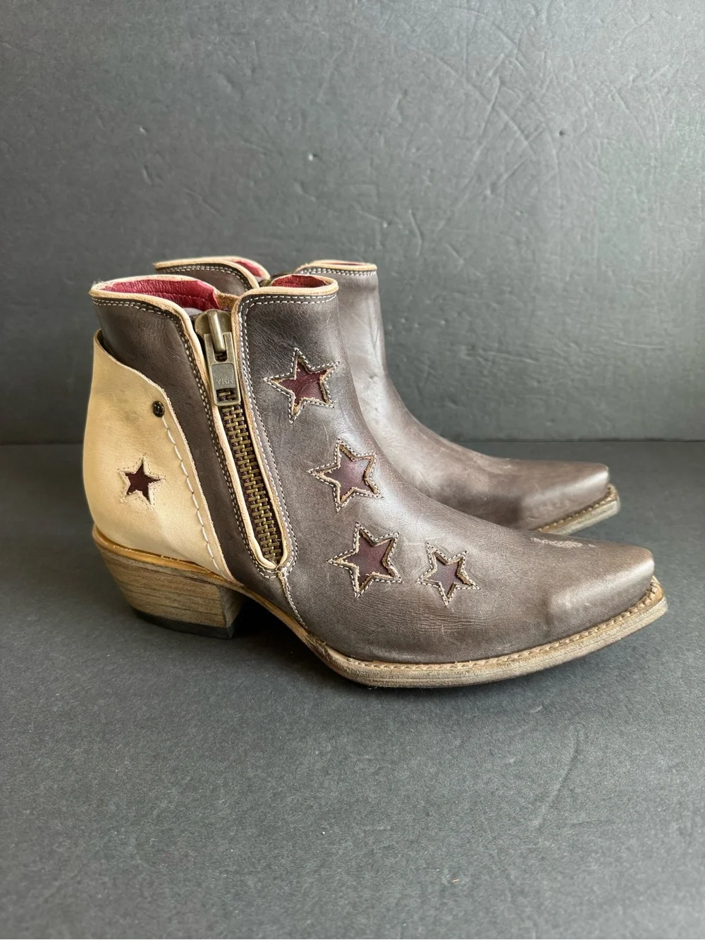 Freebird by Steven Weaver Stars Boots Snip Toe Leather Ankle Coastal Cowgirl 9 - Picture 13 of 14